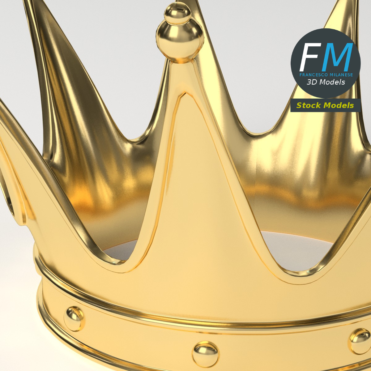 3D-Modell - Goldene Königskrone mit Spitzen - 05