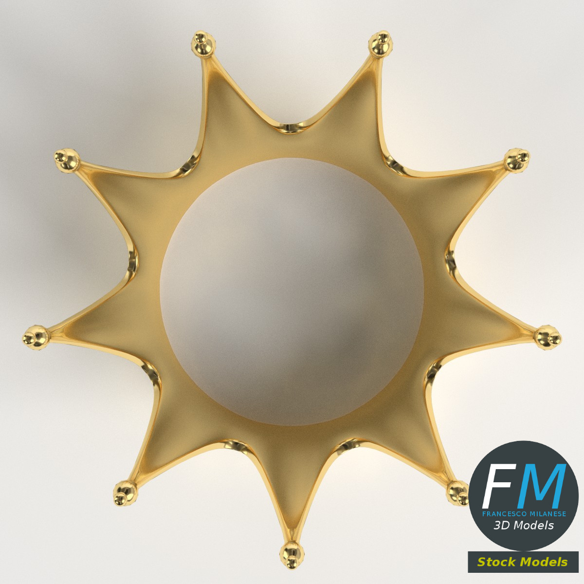 3D-Modell - Goldene Königskrone mit Spitzen - 06