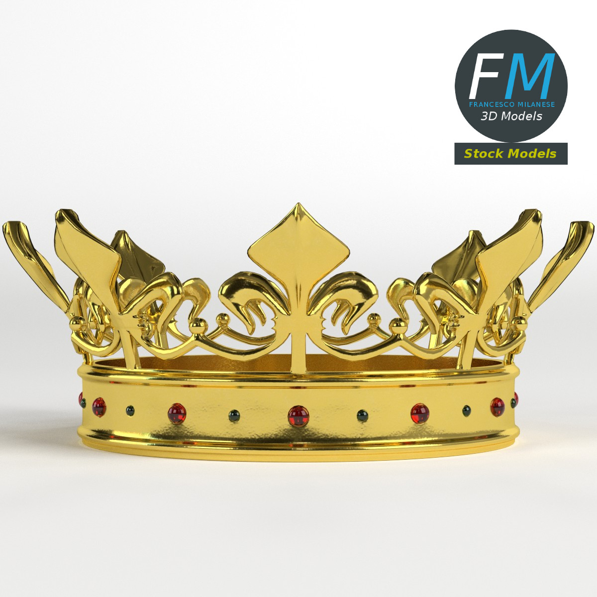 3D-Modell - Goldene Lilienkrone mit Edelsteinen - 03
