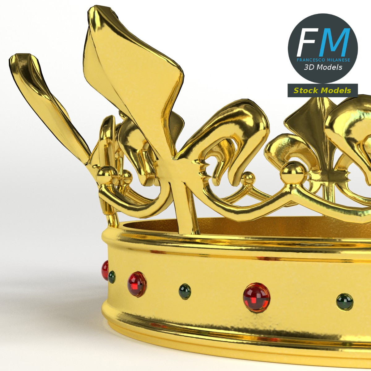 3D-Modell - Goldene Lilienkrone mit Edelsteinen - 04
