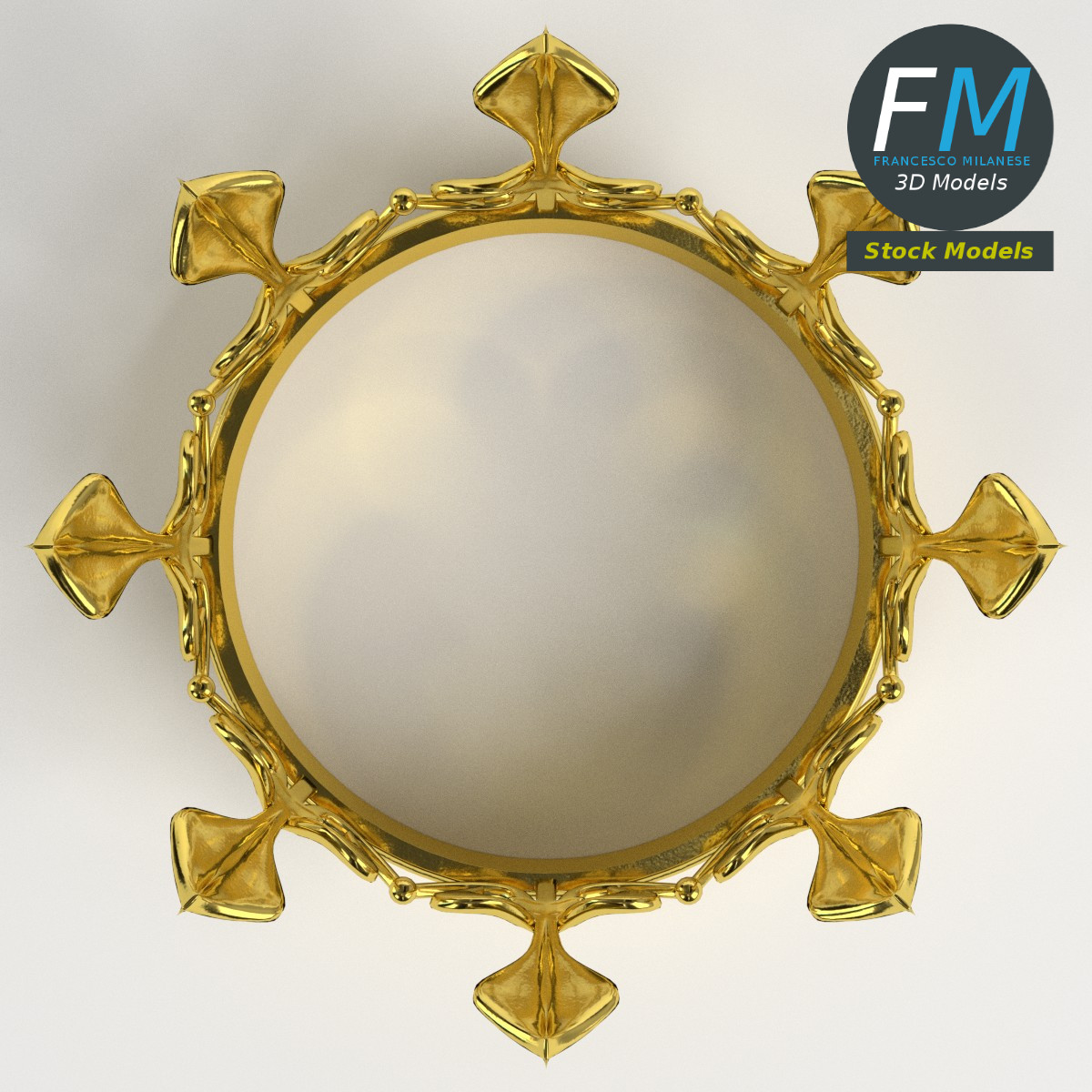3D-Modell - Goldene Lilienkrone mit Edelsteinen - 06