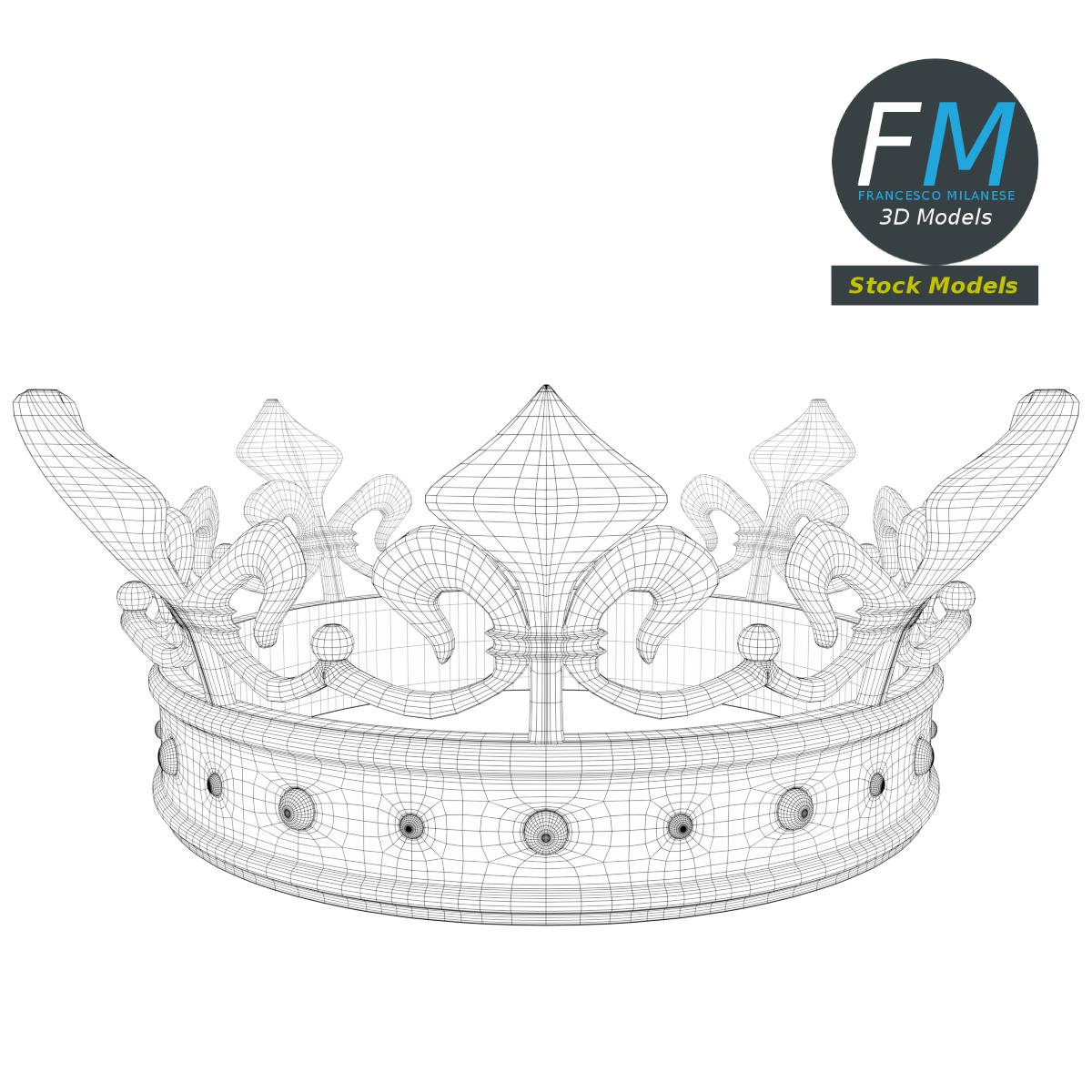 3D-Modell - Goldene Lilienkrone mit Edelsteinen - 07