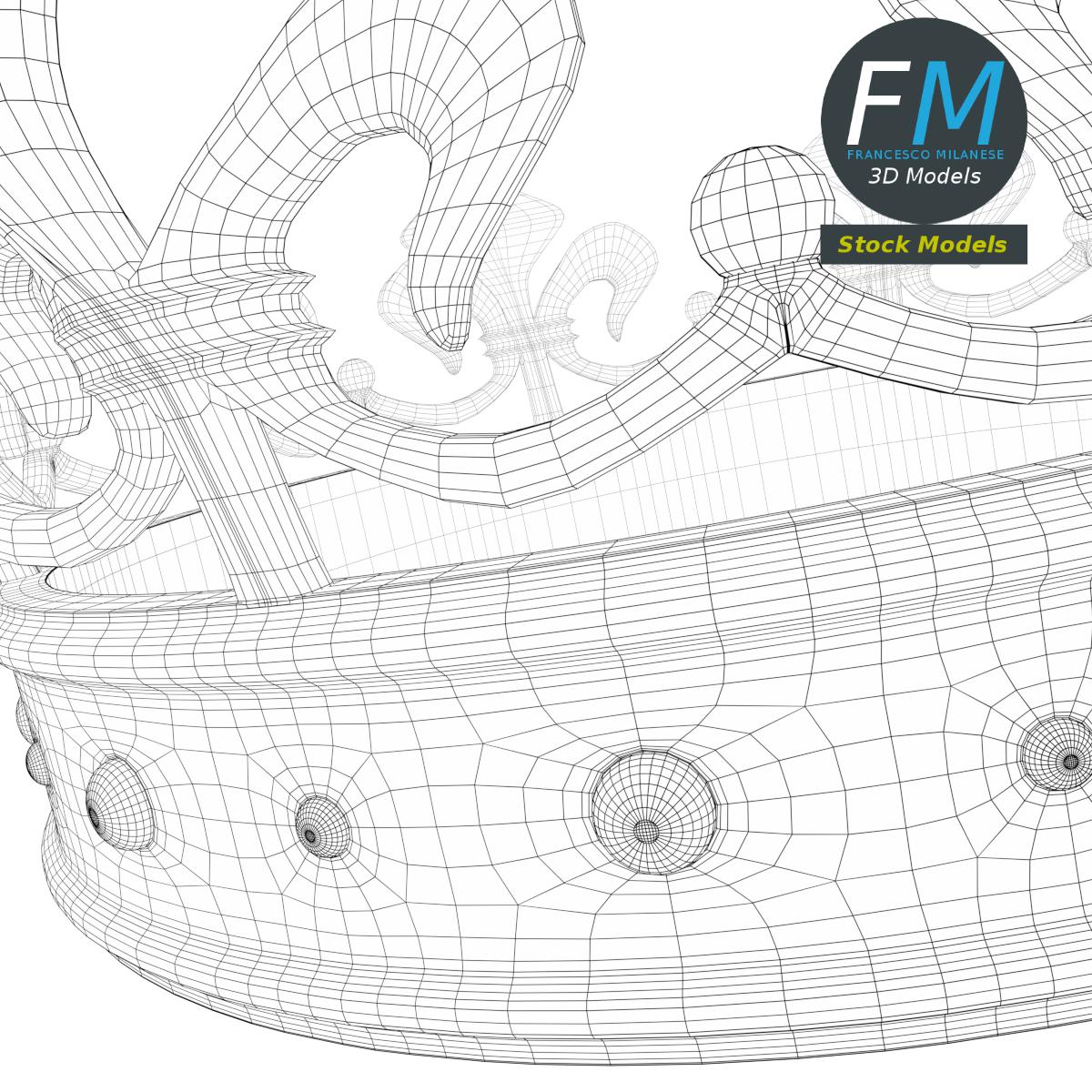 3D-Modell - Goldene Lilienkrone mit Edelsteinen - 08