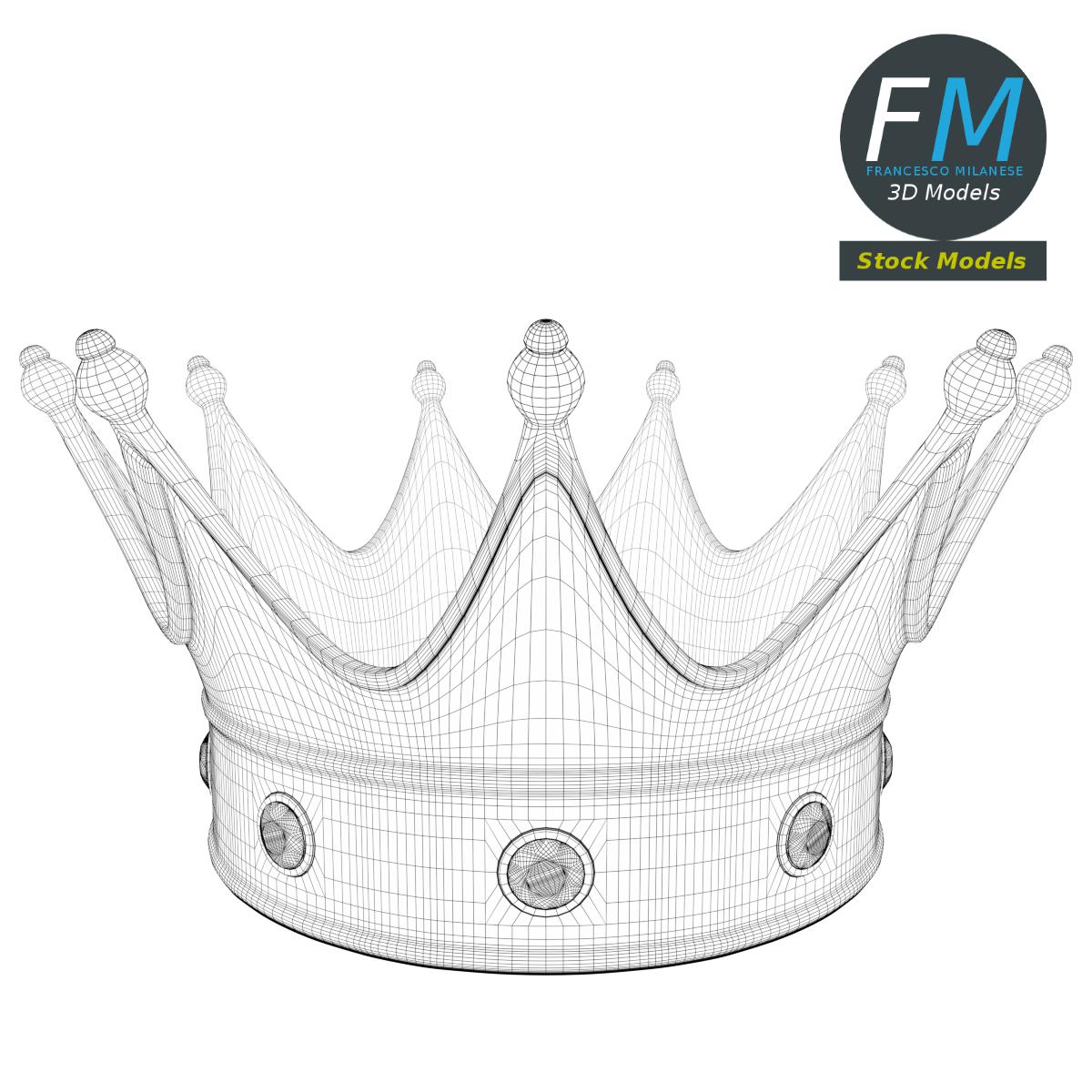 3D-Modell - Goldene Krone mit Roten Edelsteinen - 07