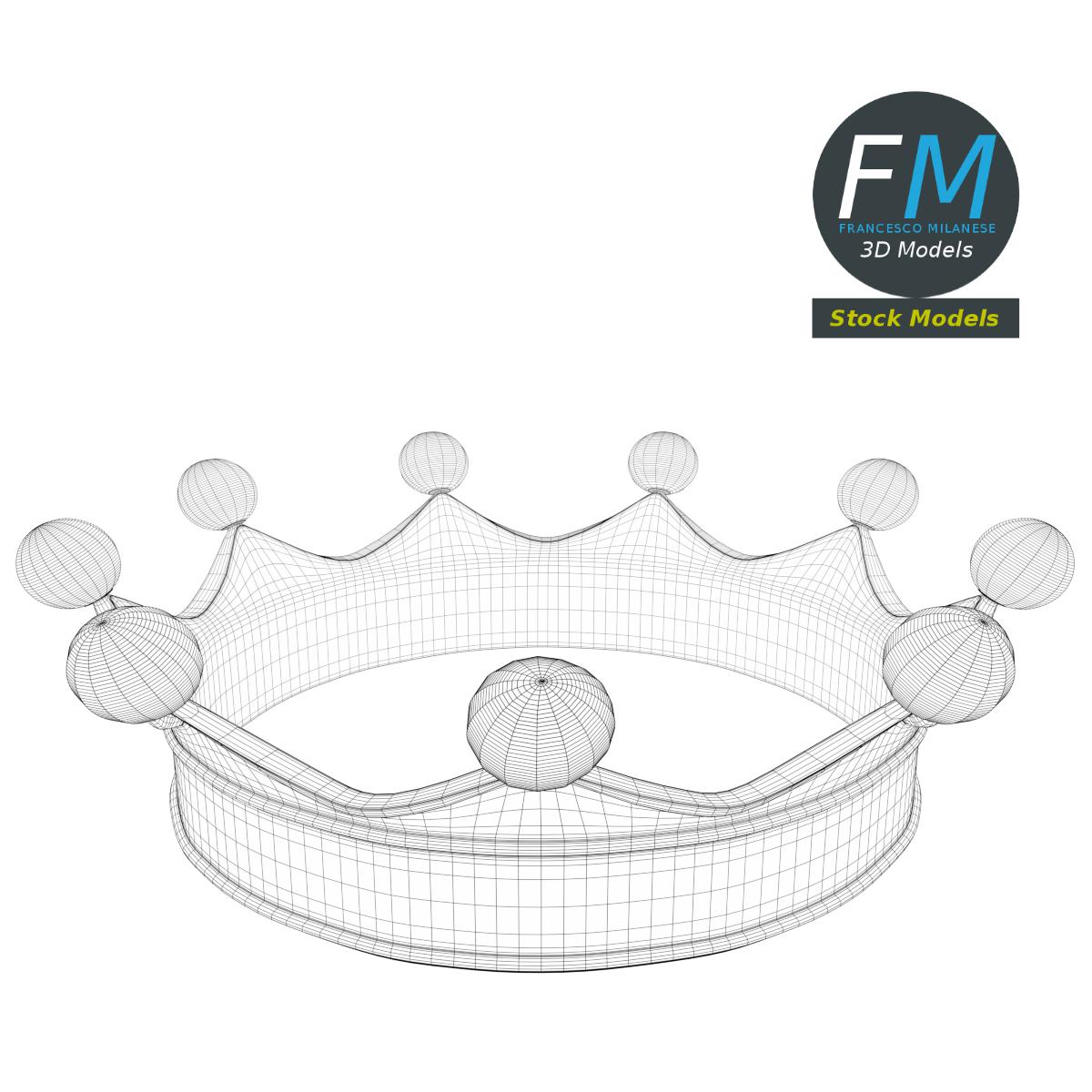 3D-Modell - Goldene Krone mit Perlen - 07
