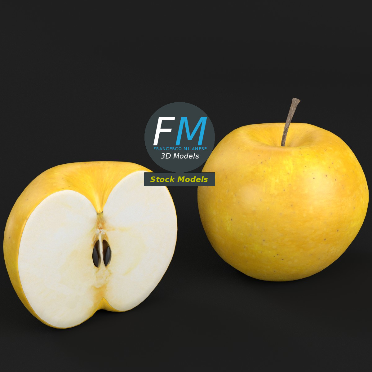 3D-Modell - Golden Delicious Äpfel - 01