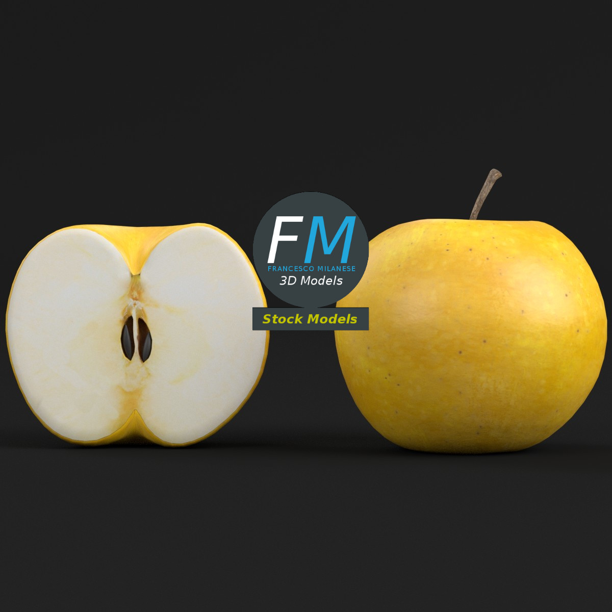 3D-Modell - Golden Delicious Äpfel - 03
