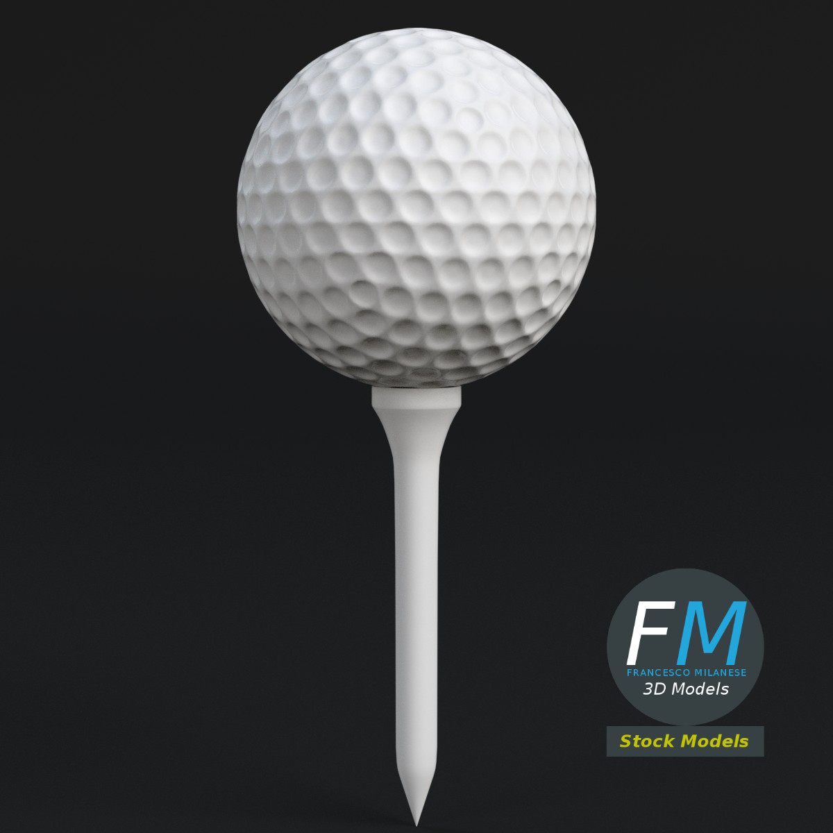 3D-Modell - Golfball und Tee - 01