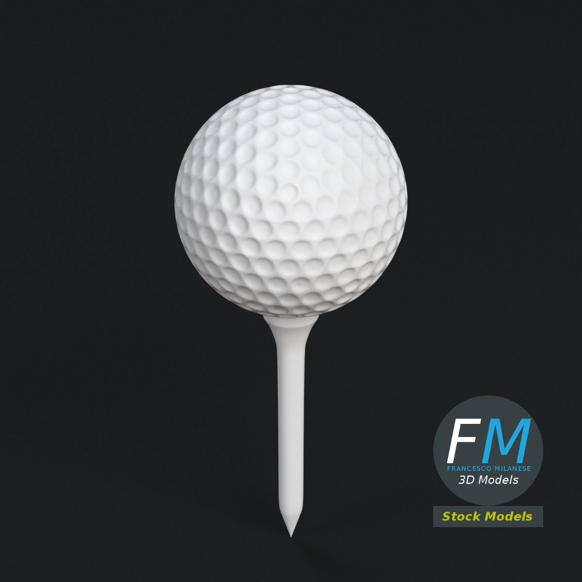 3D-Modell - Golfball und Tee - 02