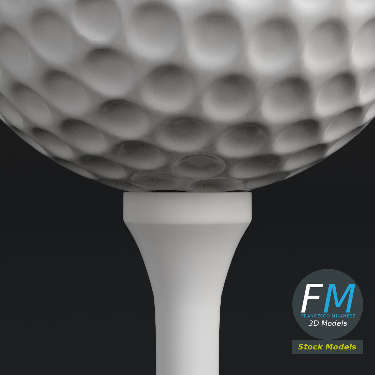 3D-Modell - Golfball und Tee - 03
