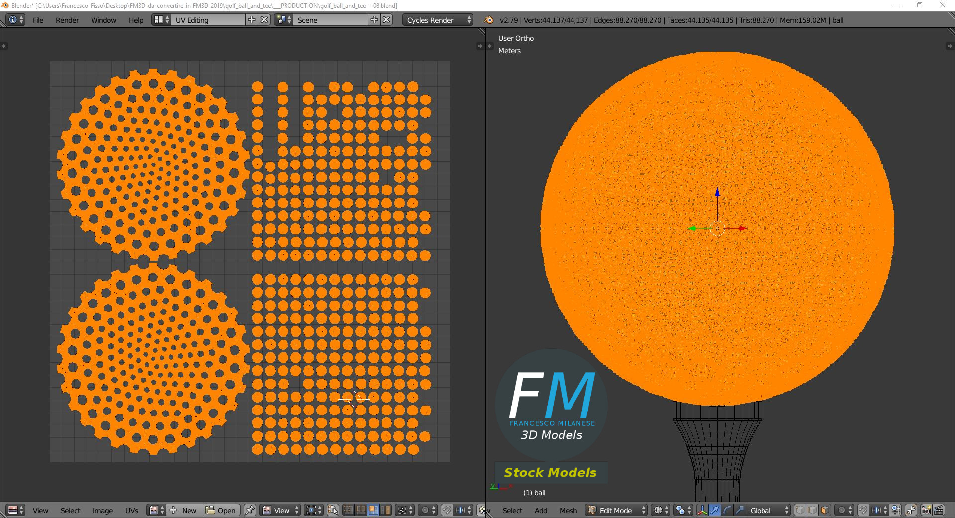 3D-Modell - Golfball und Tee - 10