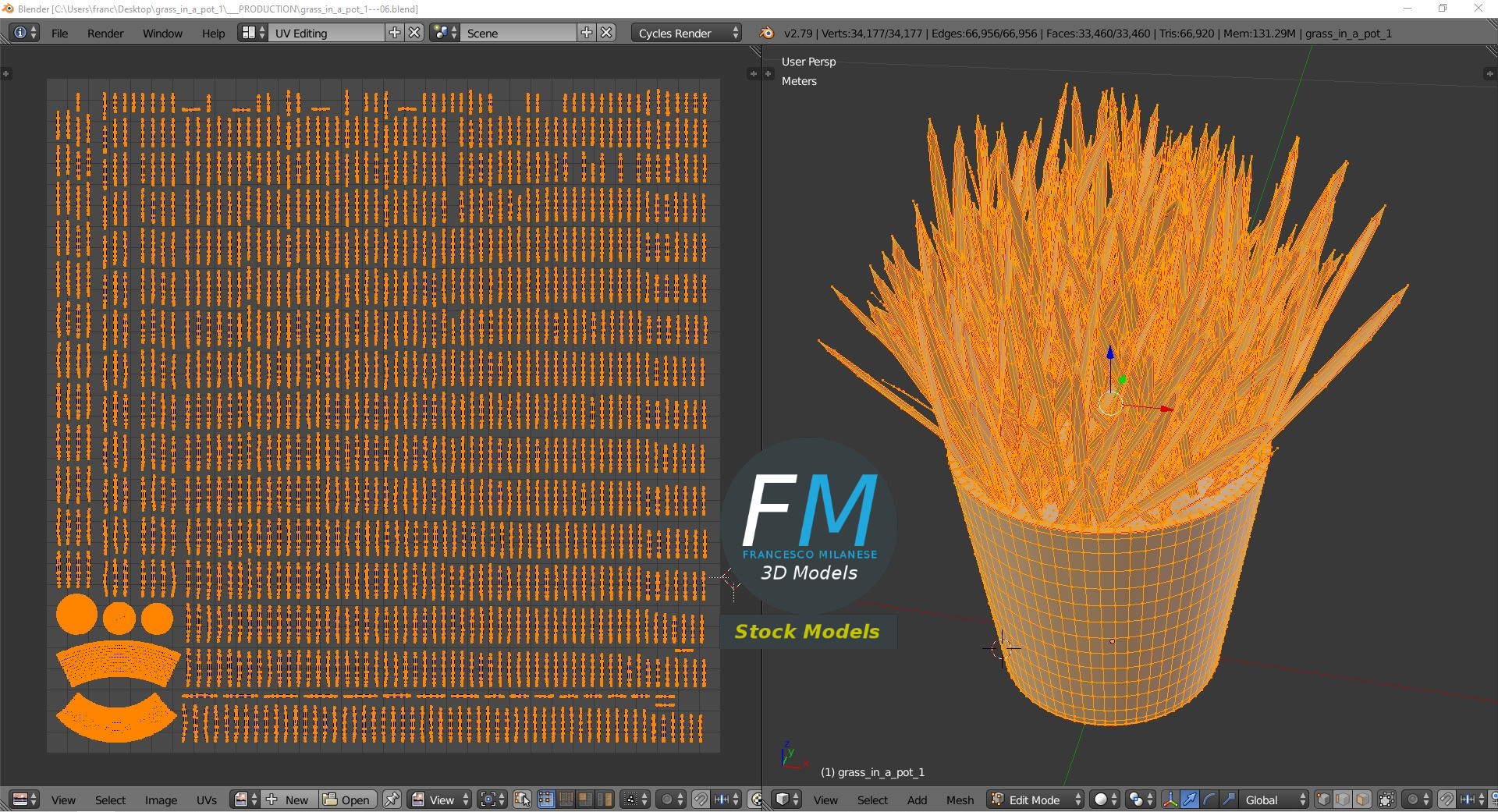 3D-Modell - Gras im Topf - 10