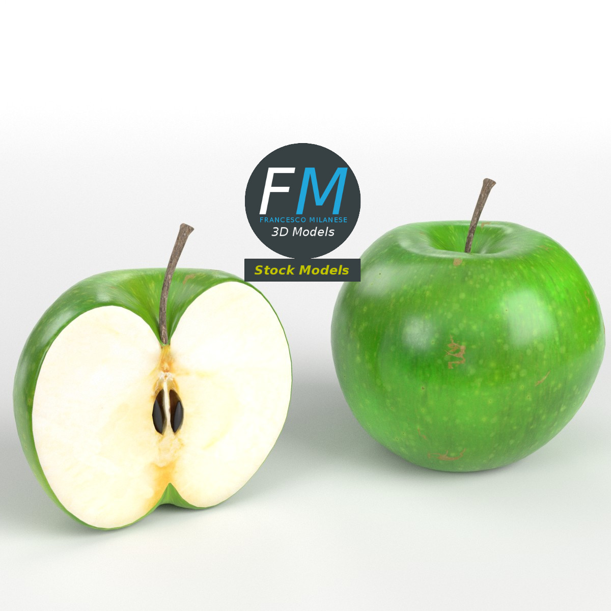 3D-Modell - Grüne Äpfel - 01