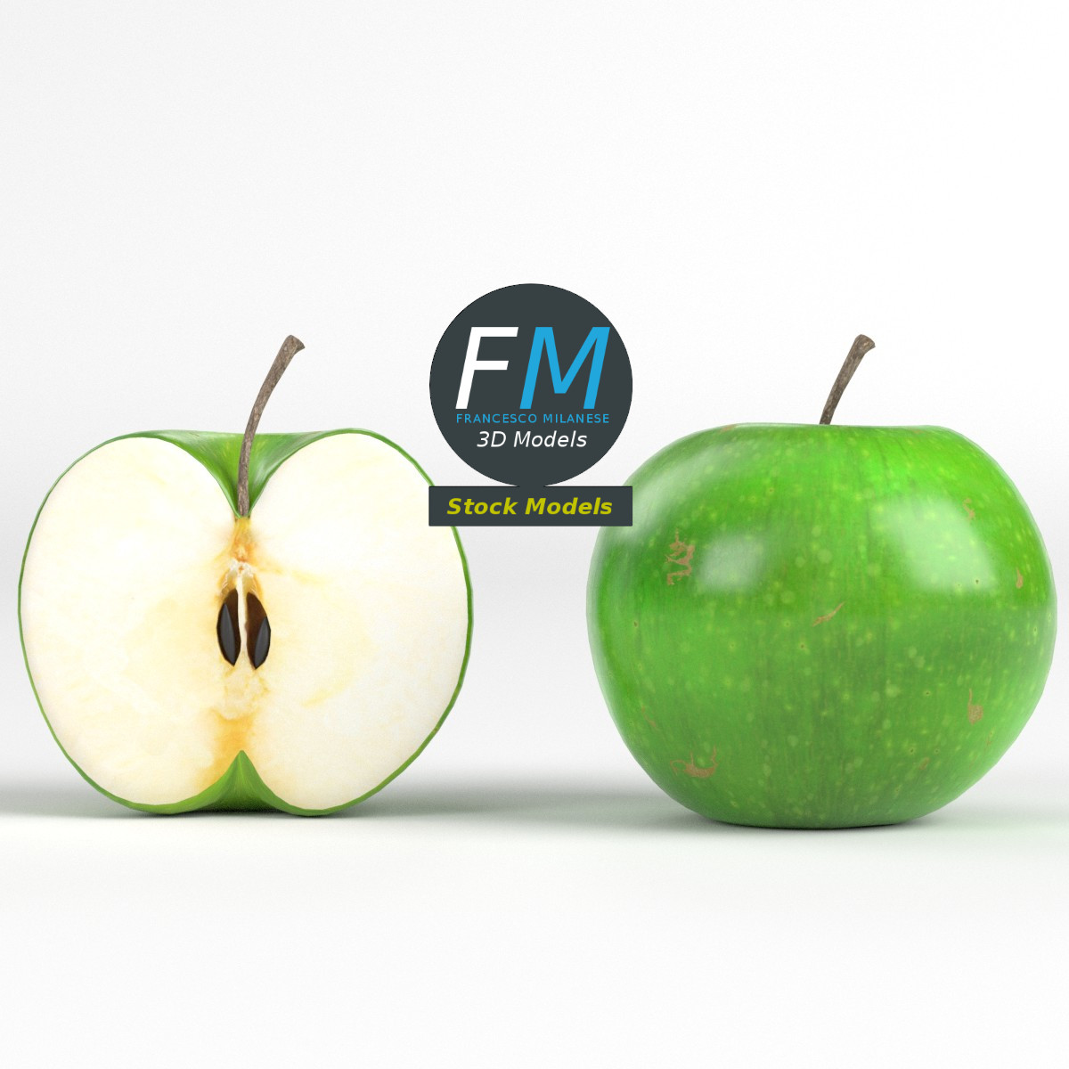 3D-Modell - Grüne Äpfel - 03
