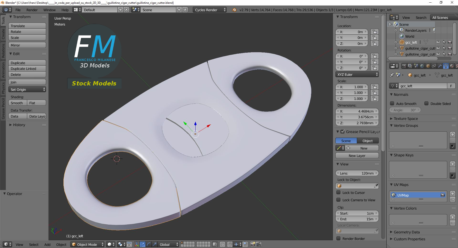 3D-Modell - Zigarrenschneider Guillotine - 09