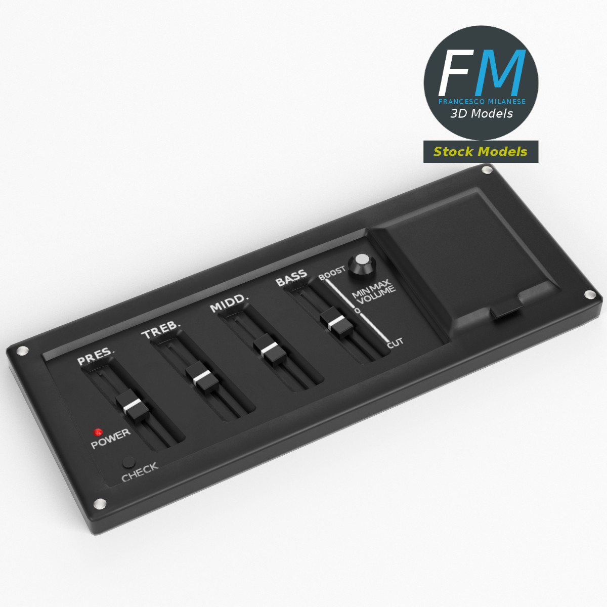 3D-Modell - Gitarren-Equalizer-Bedienfeld - 01