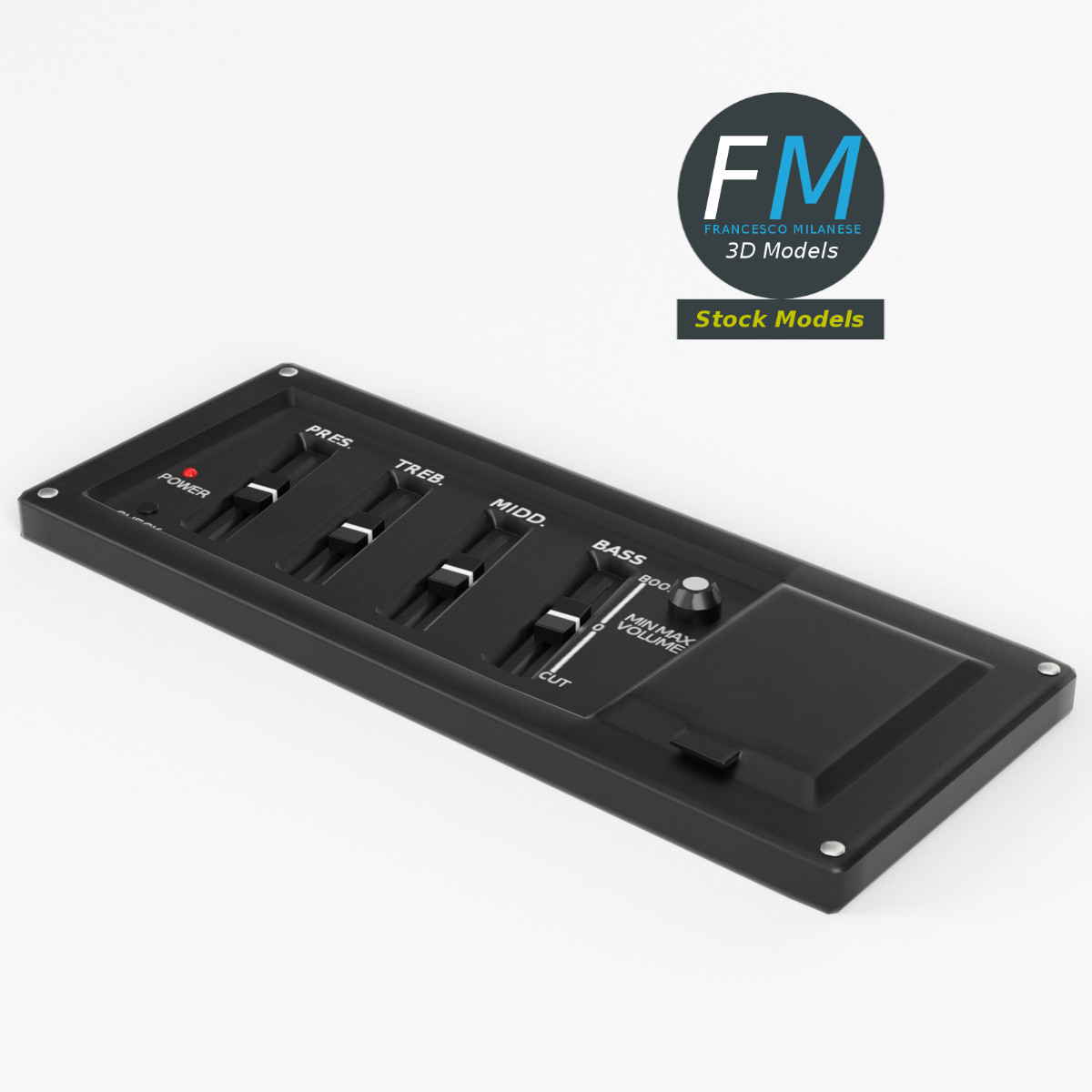 3D-Modell - Gitarren-Equalizer-Bedienfeld - 02