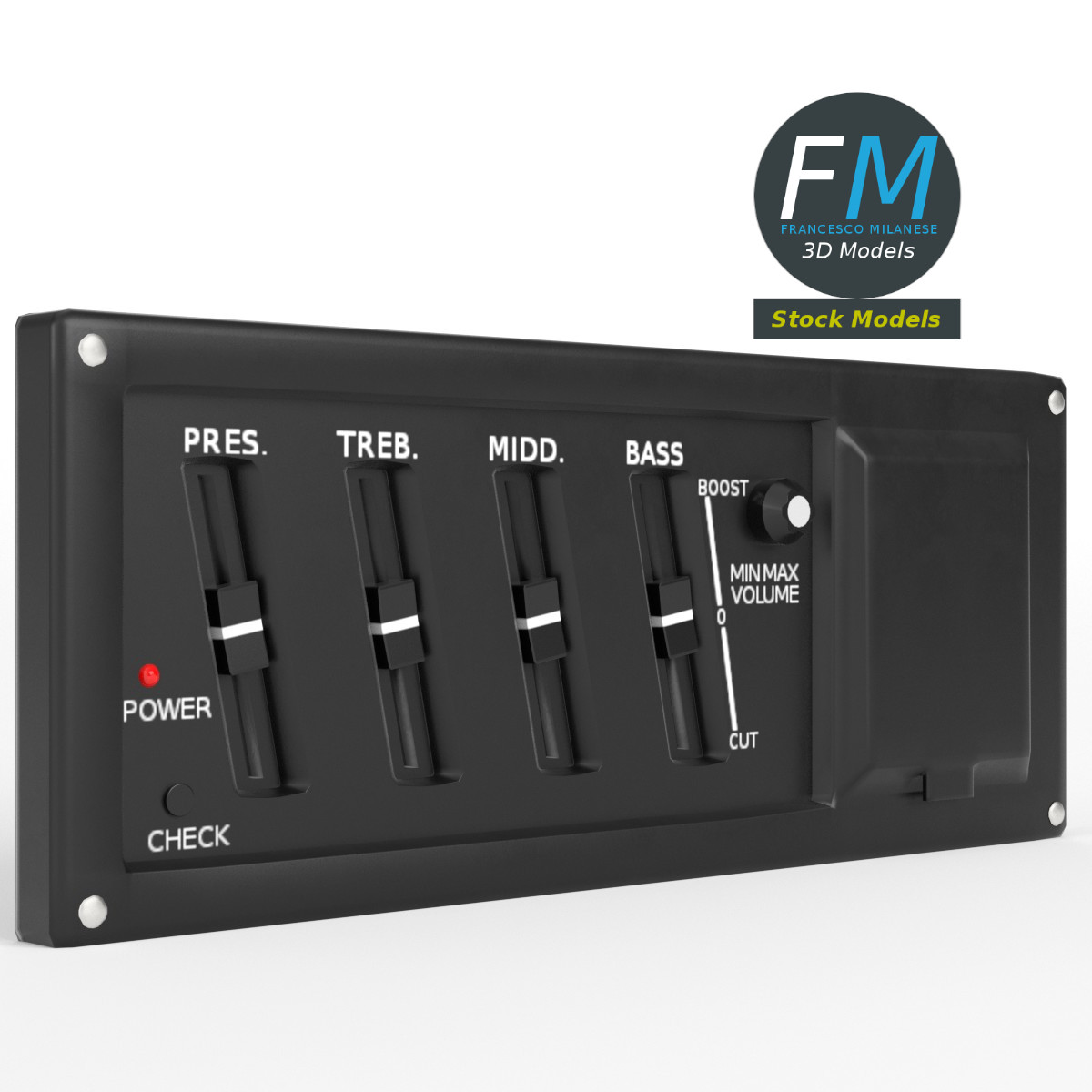 3D-Modell - Gitarren-Equalizer-Bedienfeld - 03