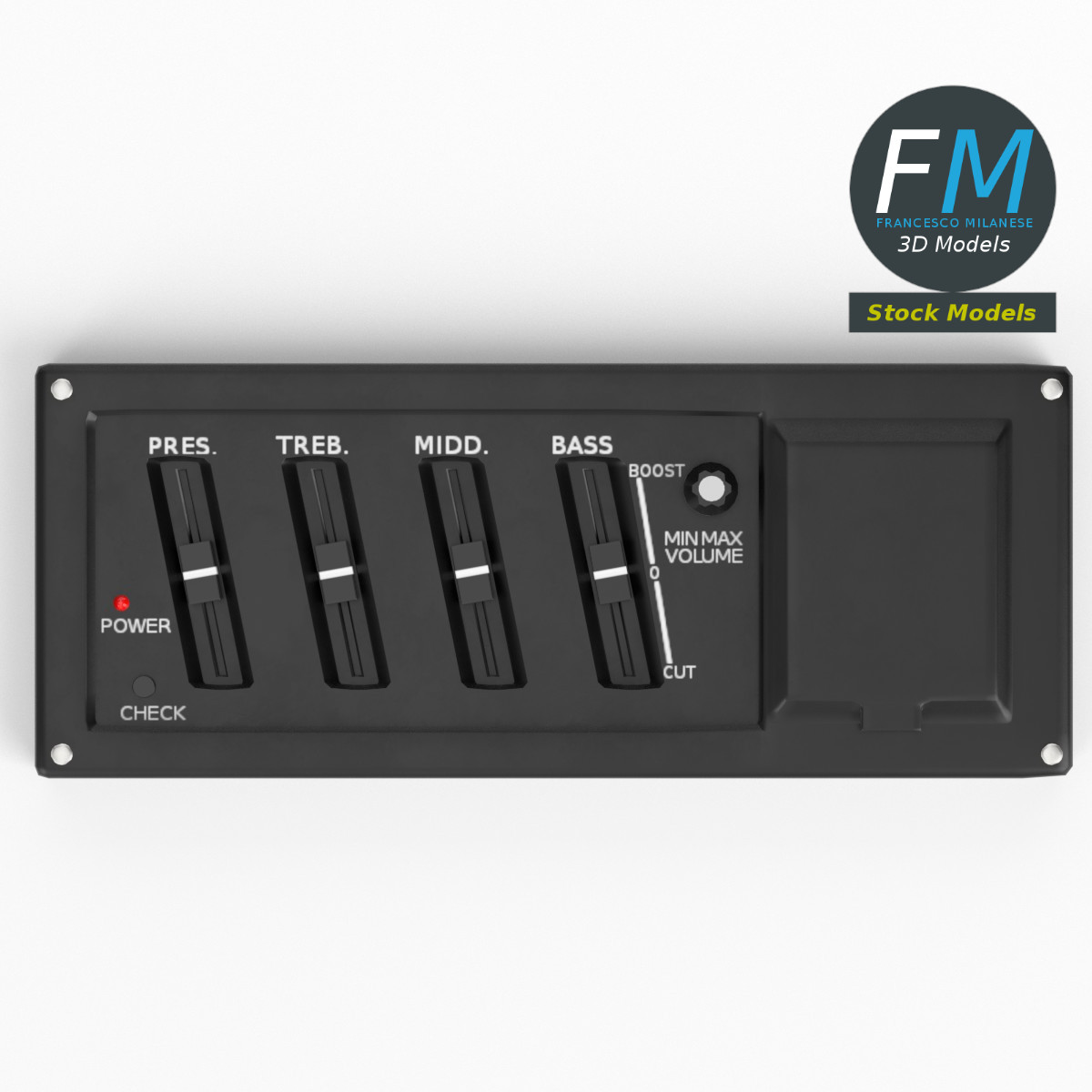 3D-Modell - Gitarren-Equalizer-Bedienfeld - 06