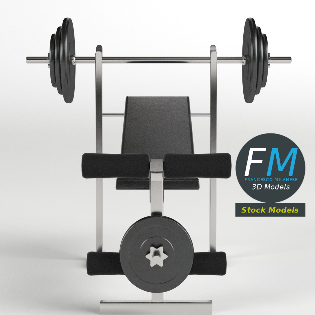 3D-Modell - Hantelbank - 03