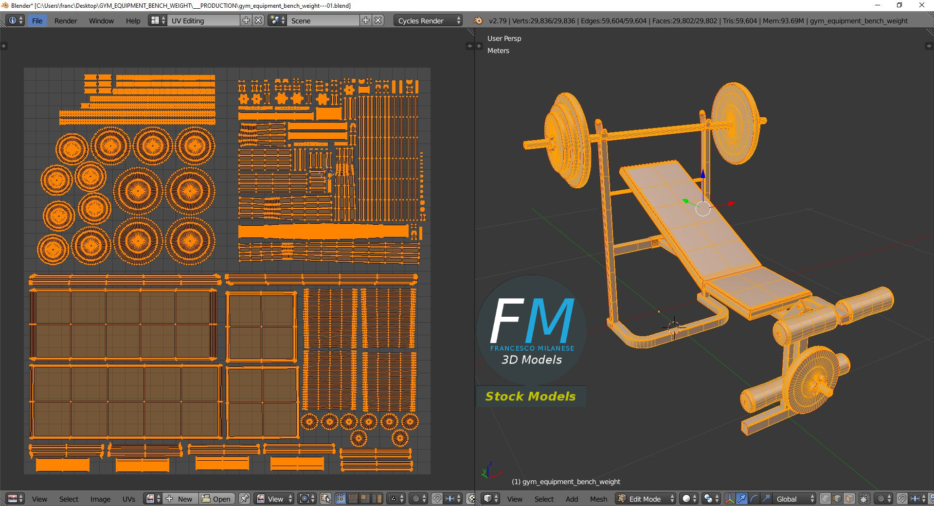 3D-Modell - Hantelbank - 10