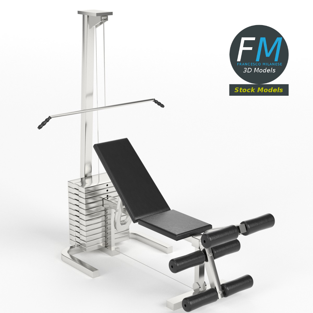 3D-Modell - Brust- und Beinpresse Trainingsbank - 01