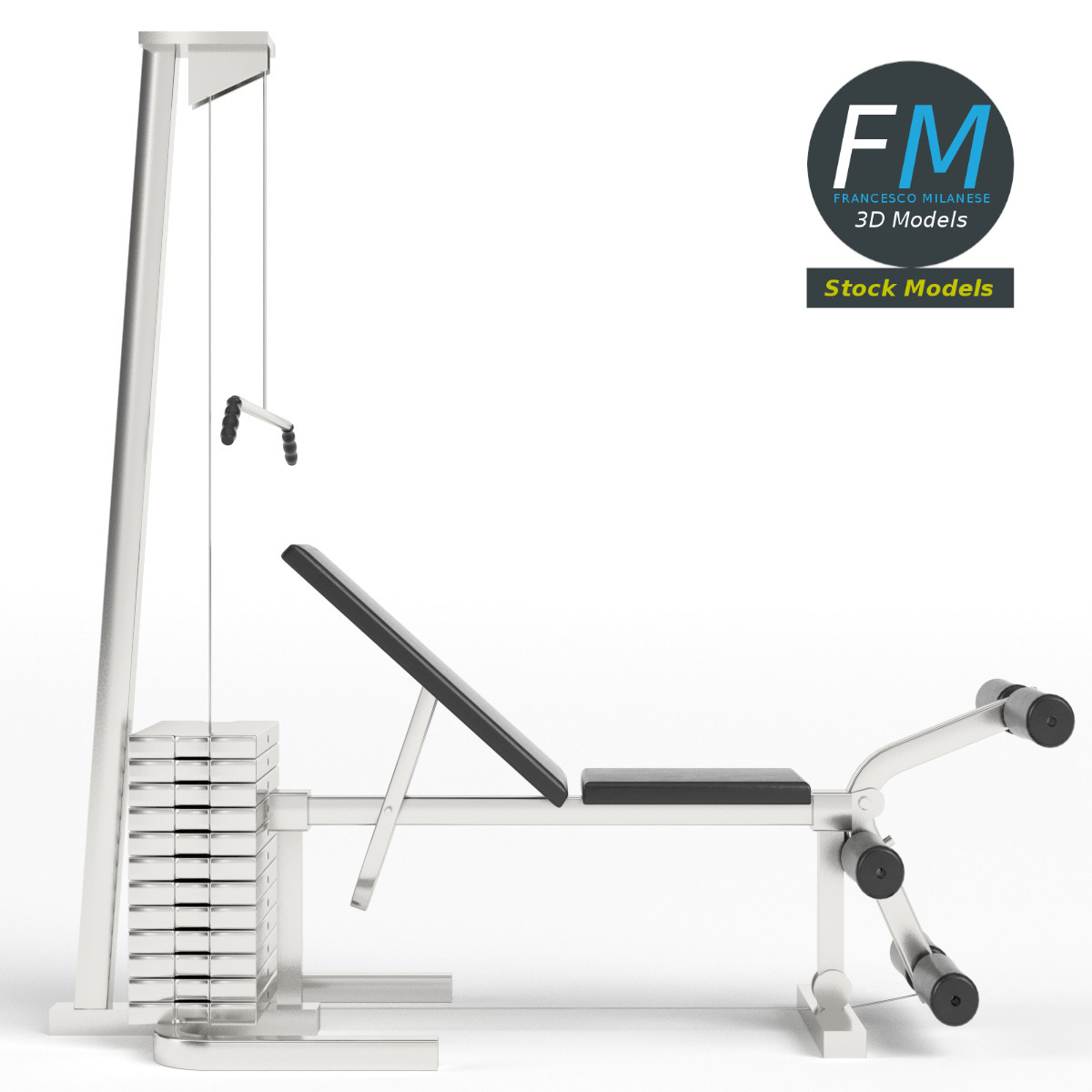 3D-Modell - Brust- und Beinpresse Trainingsbank - 04