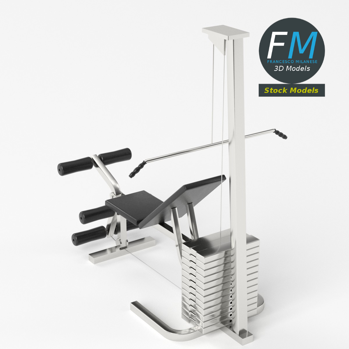 3D-Modell - Brust- und Beinpresse Trainingsbank - 05