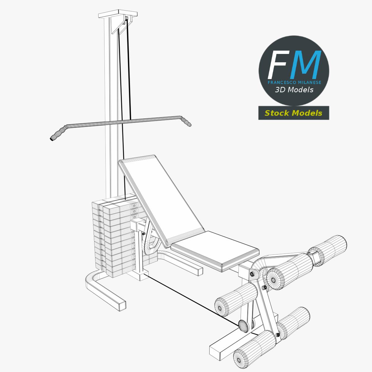 3D-Modell - Brust- und Beinpresse Trainingsbank - 07