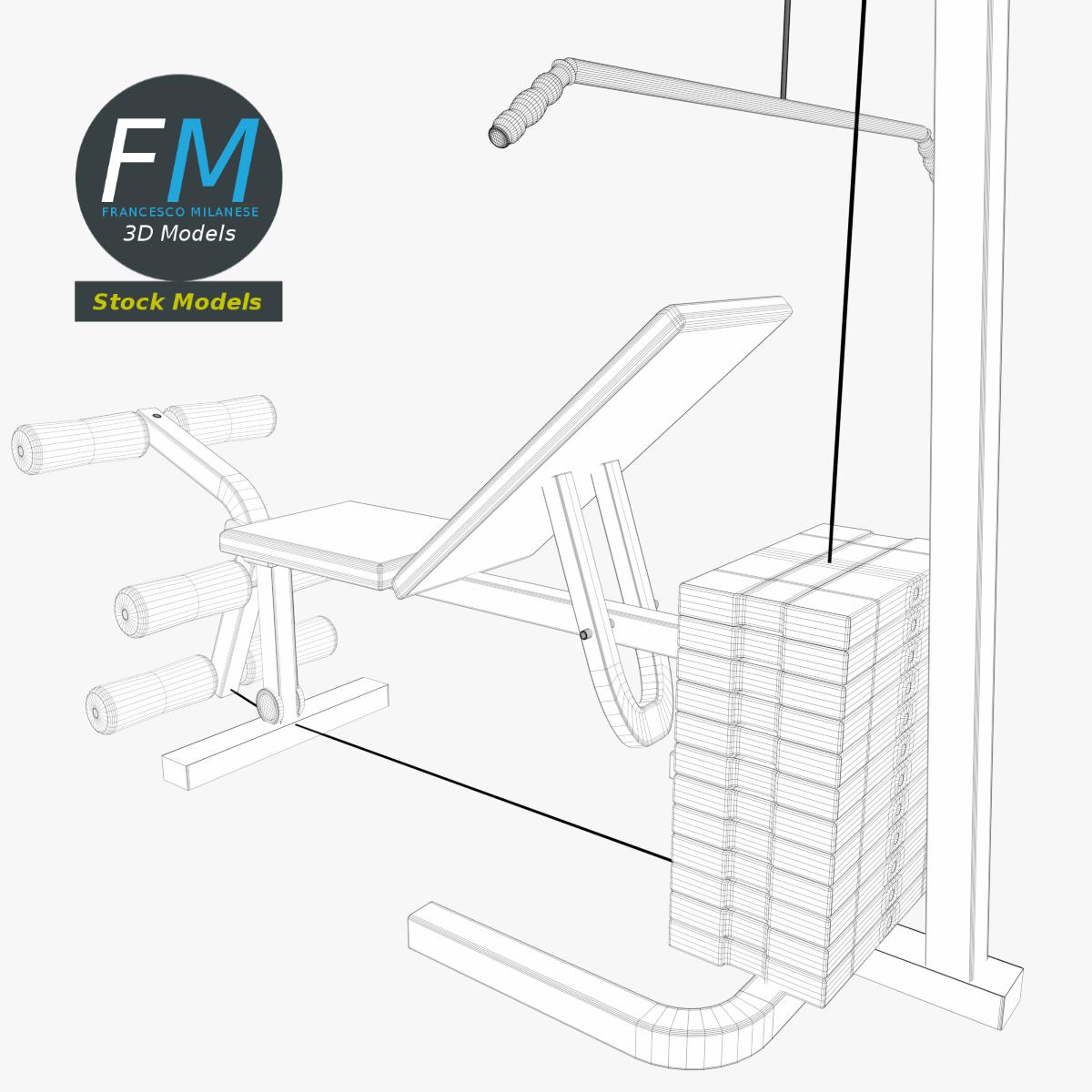 3D-Modell - Brust- und Beinpresse Trainingsbank - 08