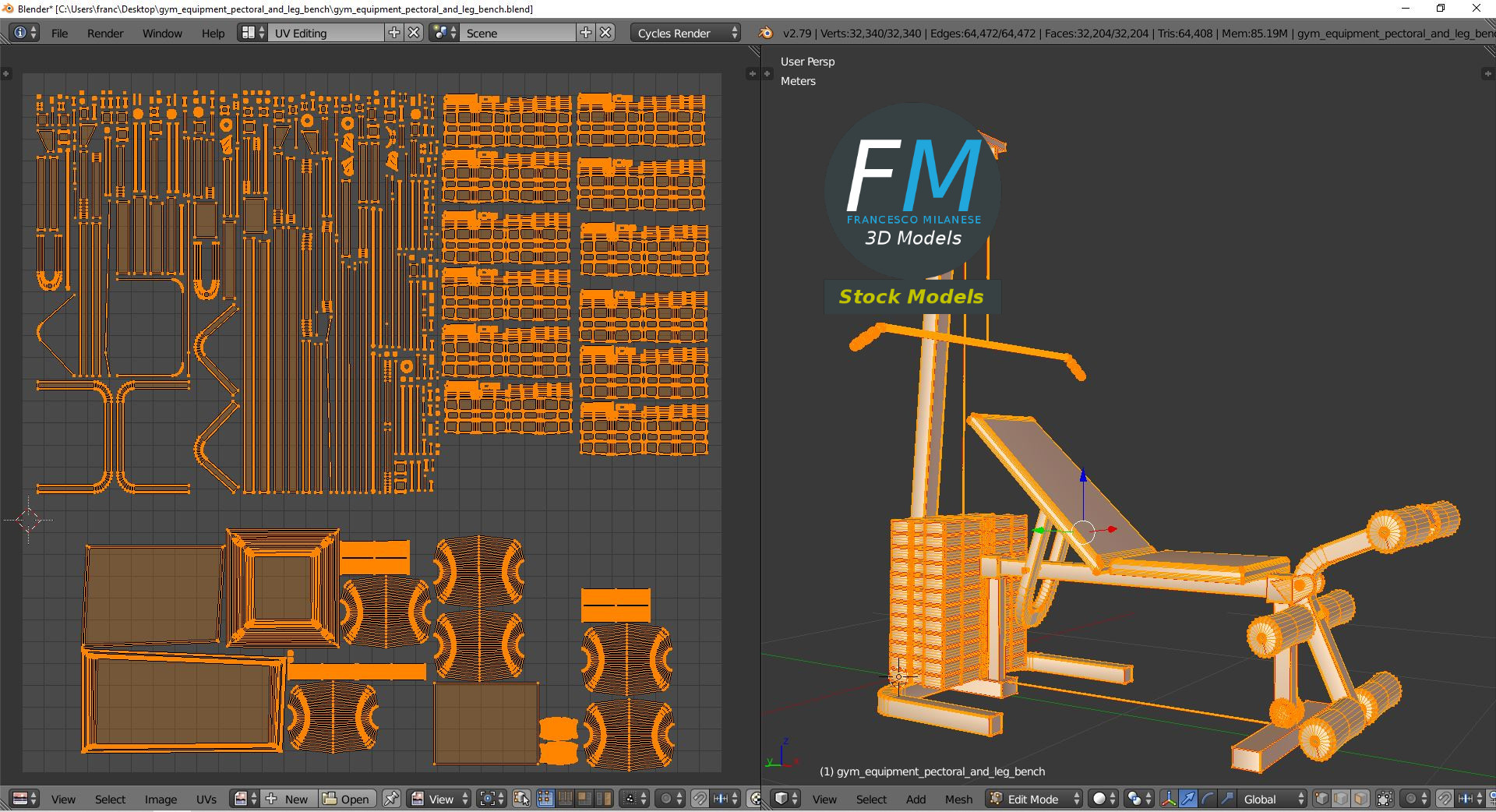 3D-Modell - Brust- und Beinpresse Trainingsbank - 10