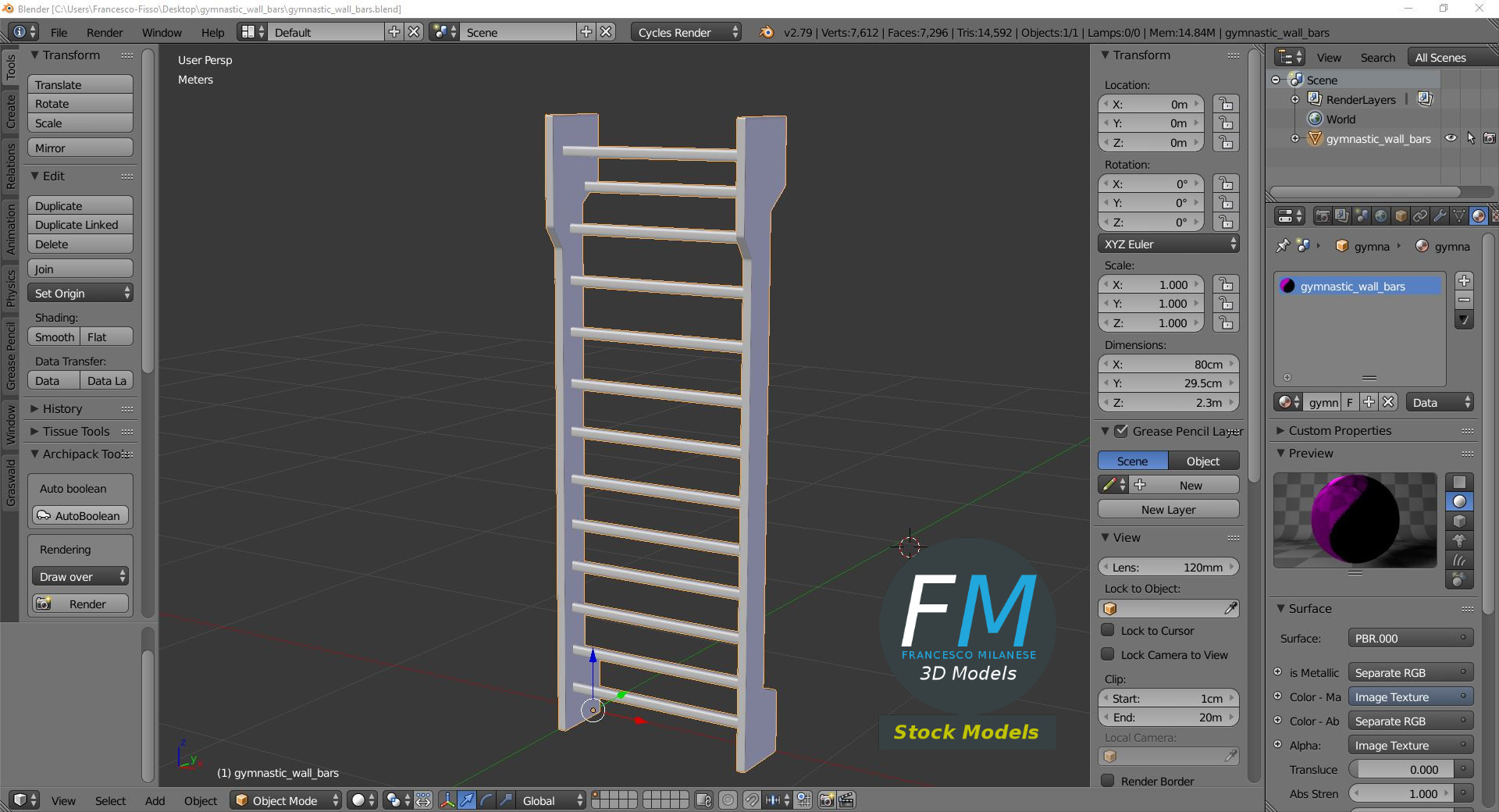 3D-Modell - Sprossenwand - 09