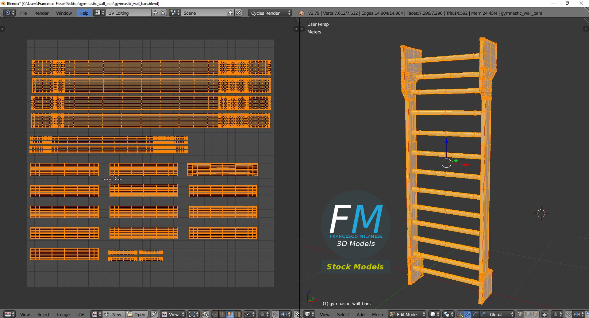 3D-Modell - Sprossenwand - 10