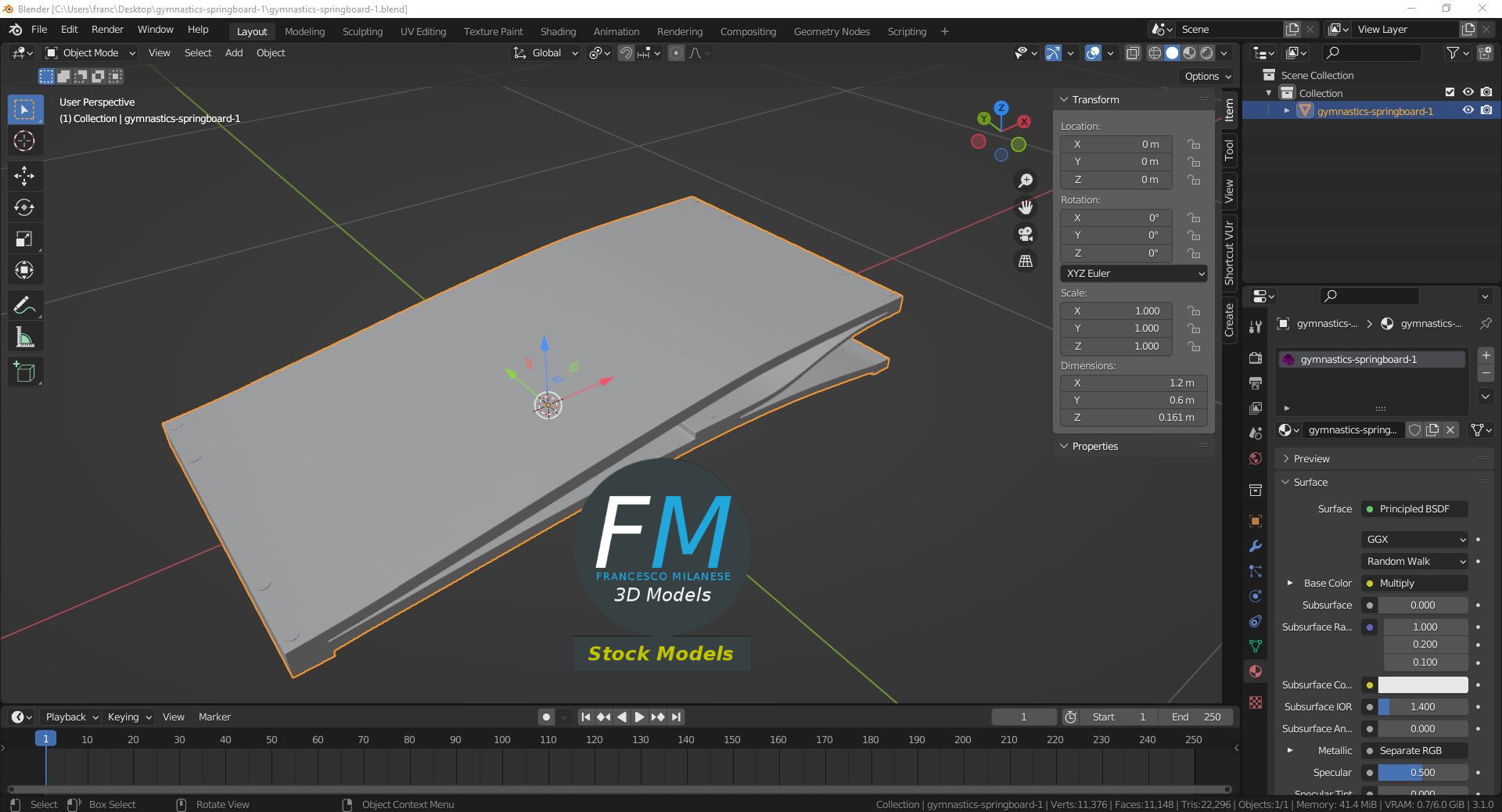 3D-Modell - Sprungbrett für Turnen - 09