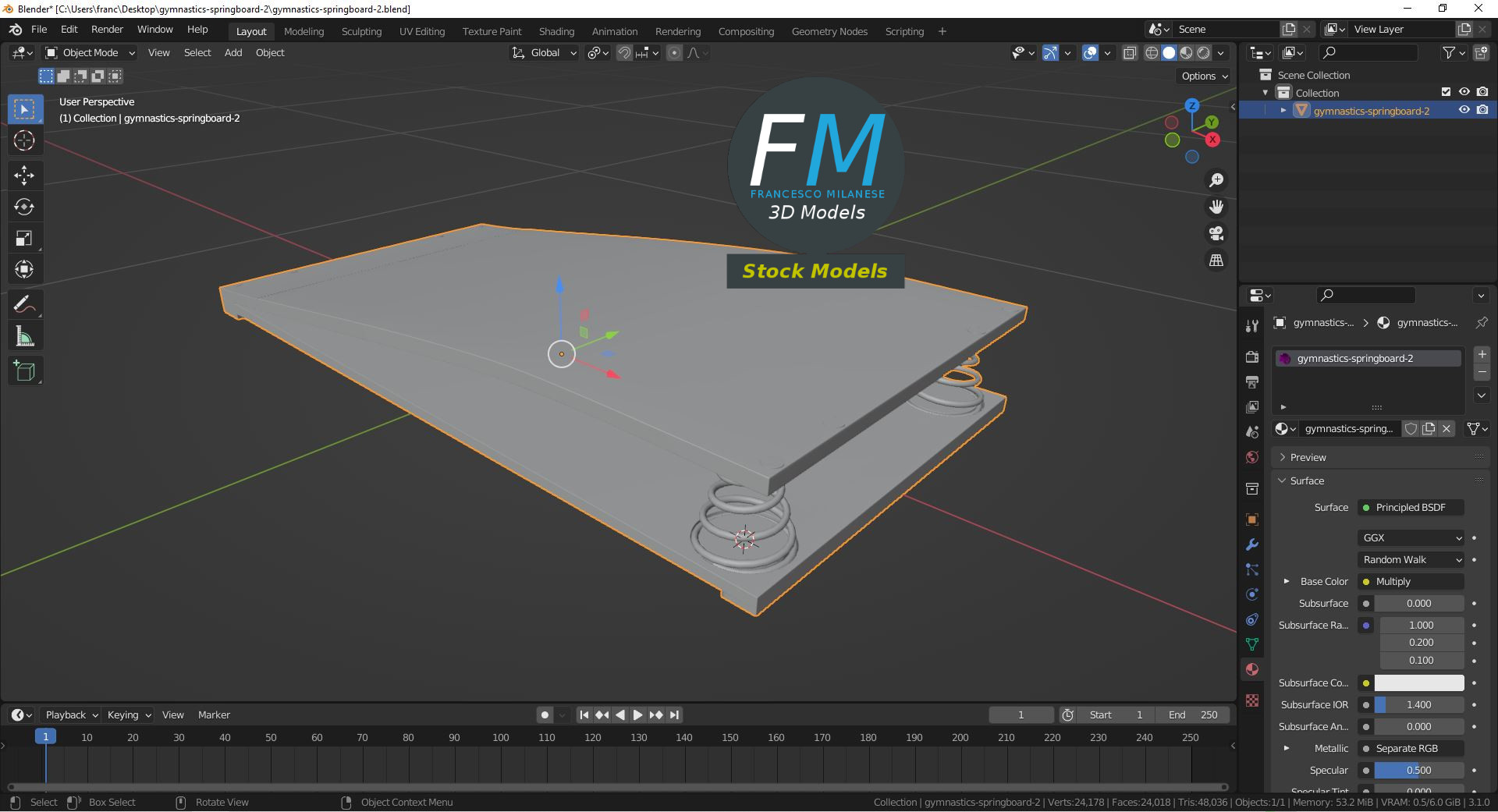 3D-Modell - Sprungbrett für Turnen - 09