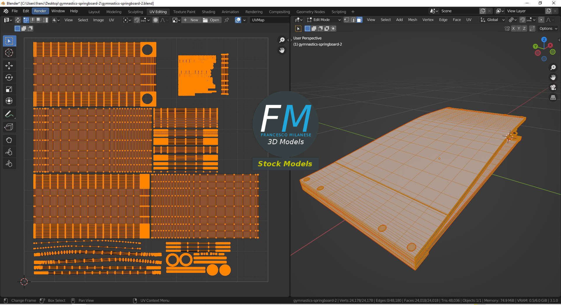 3D-Modell - Sprungbrett für Turnen - 10