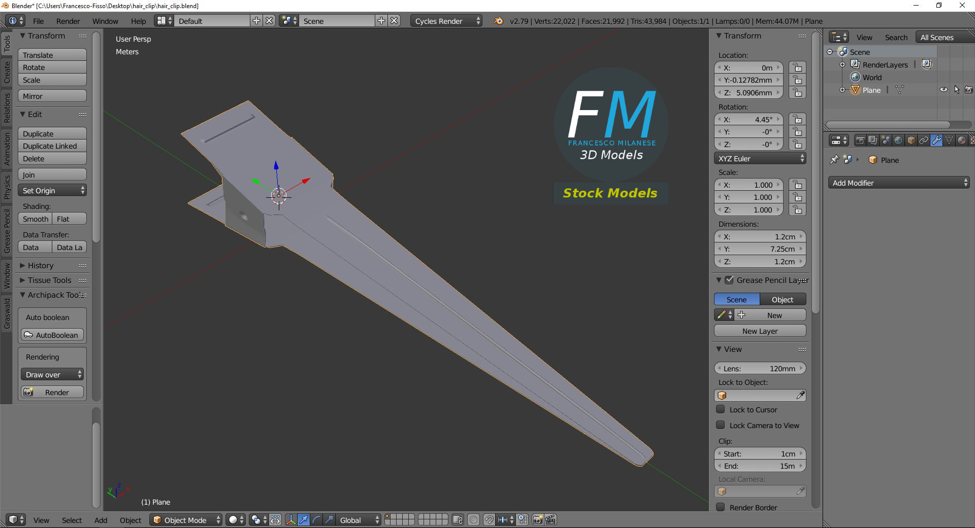 3D-Modell - Haarspange - 09