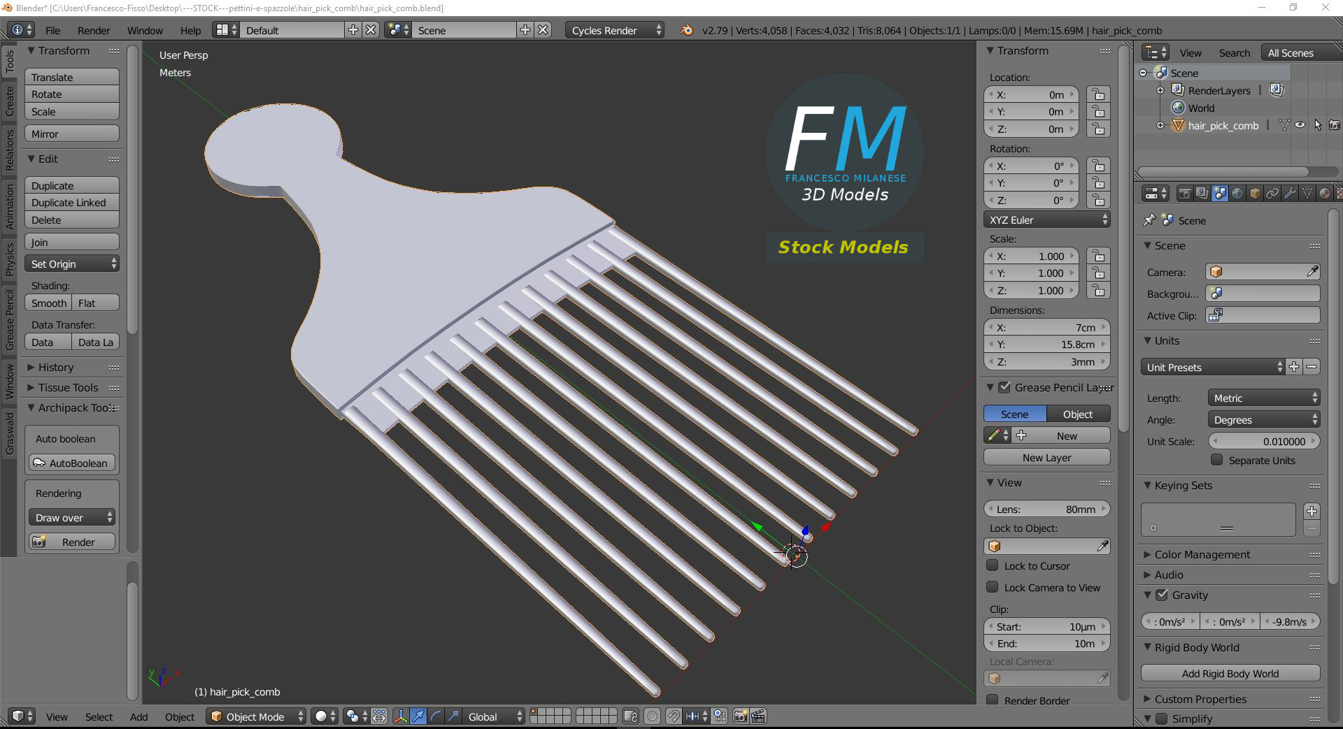 3D-Modell - Afrokamm - 09