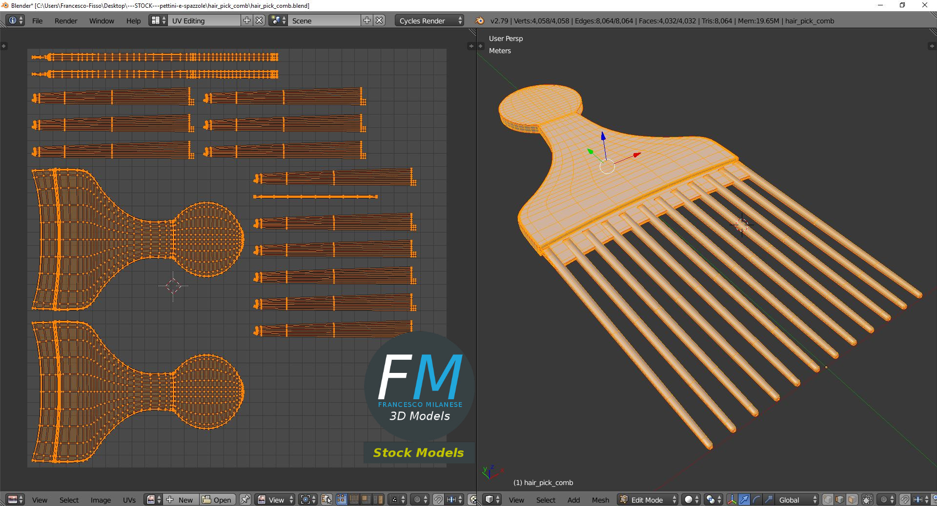 3D-Modell - Afrokamm - 10