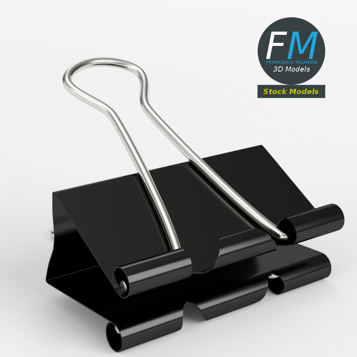 3D-Modell - Halb Geöffnete Foldback-Klammer - 01