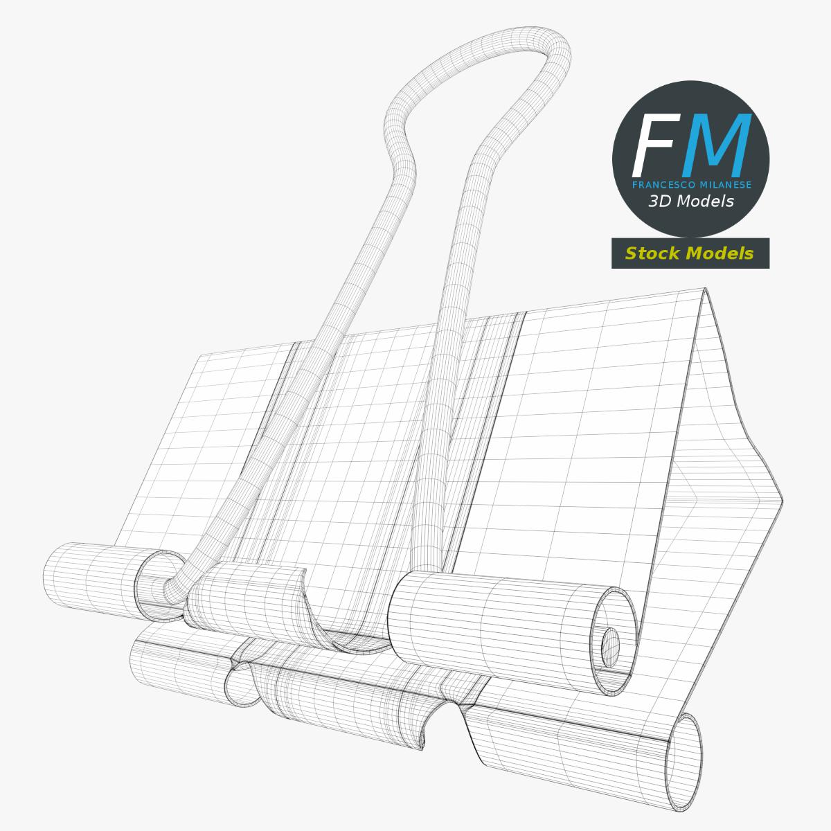 3D-Modell - Halb Geöffnete Foldback-Klammer - 07