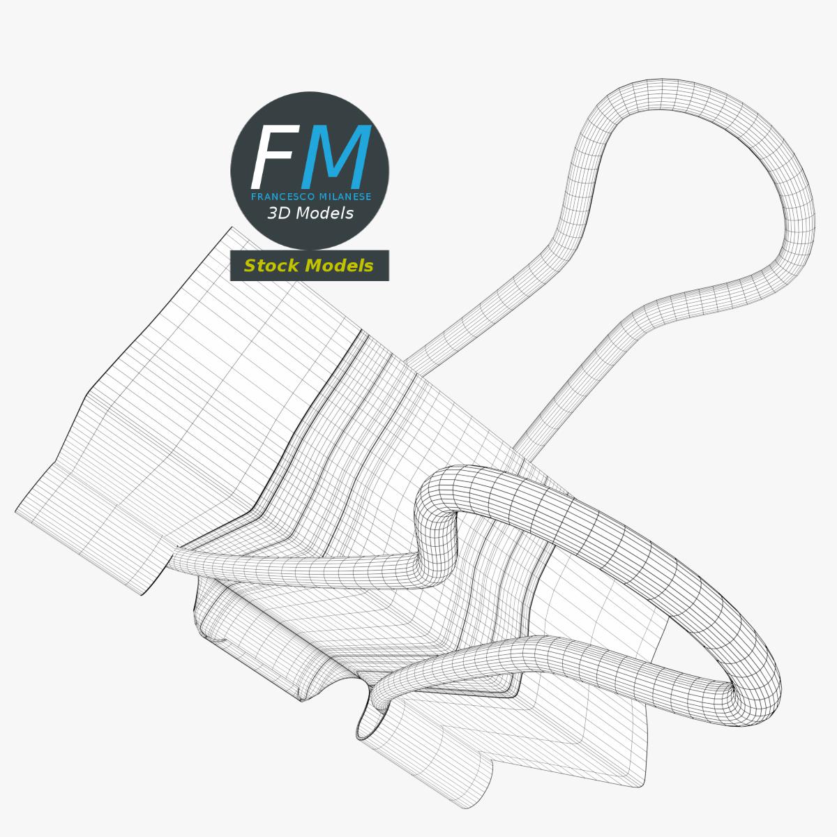 3D-Modell - Halb Geöffnete Foldback-Klammer - 08