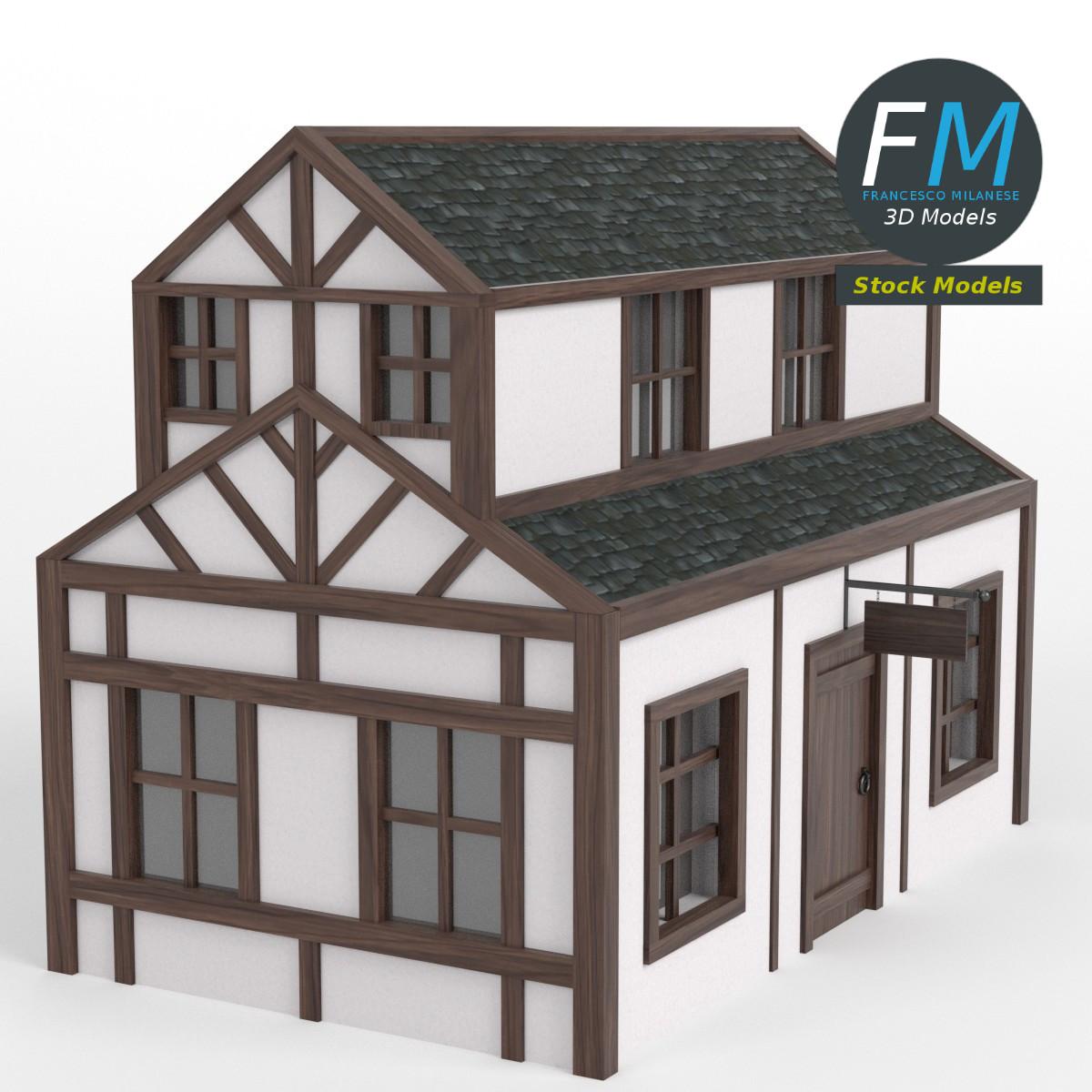 3D-Modell - Fachwerk-Gasthaus - 01