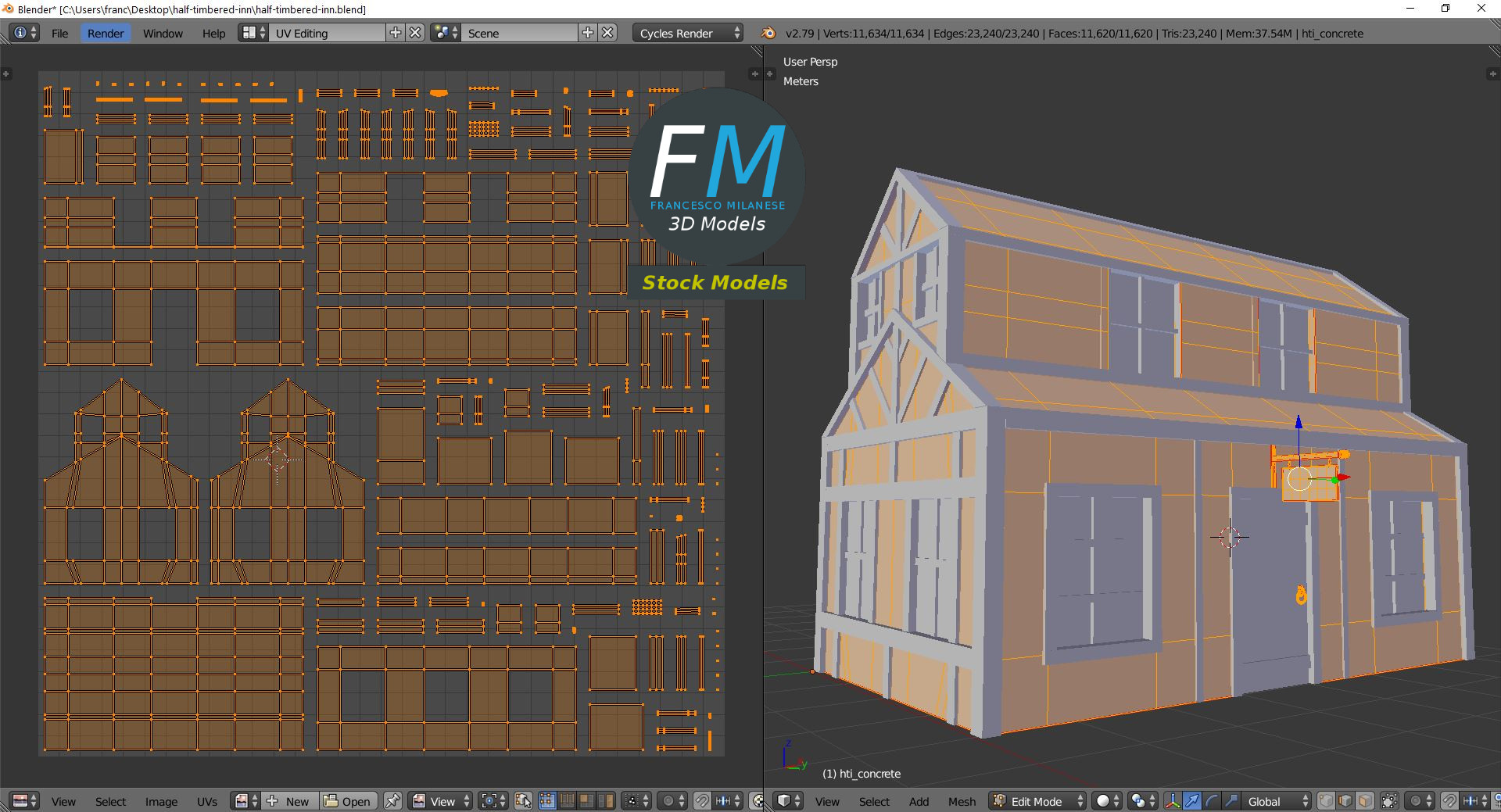 3D-Modell - Fachwerk-Gasthaus - 10