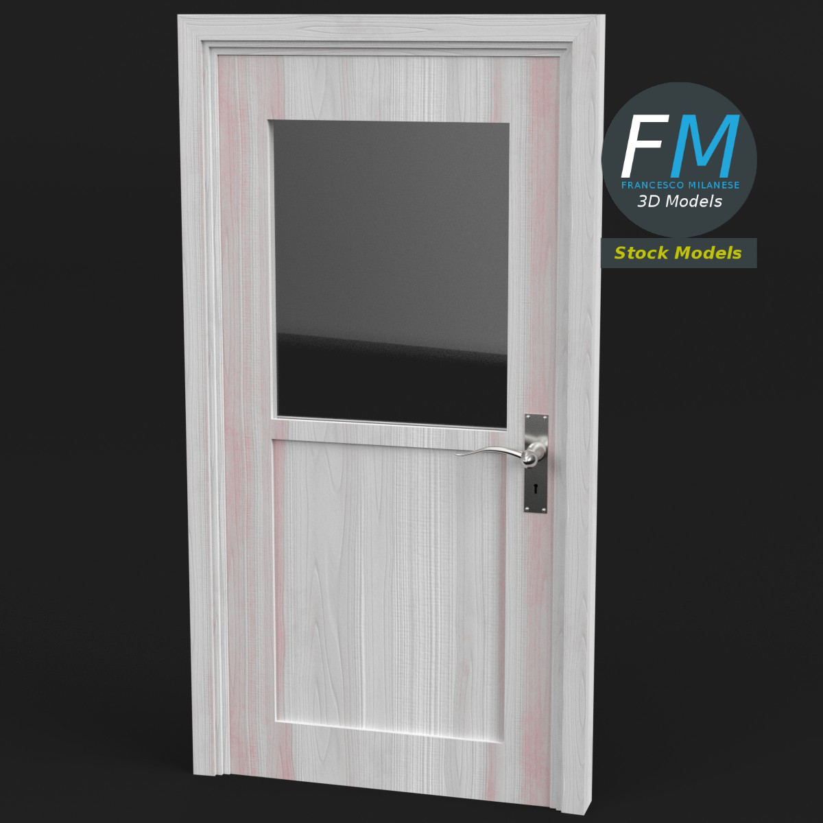 3D-Modell - Halbverglaste Tür - 01