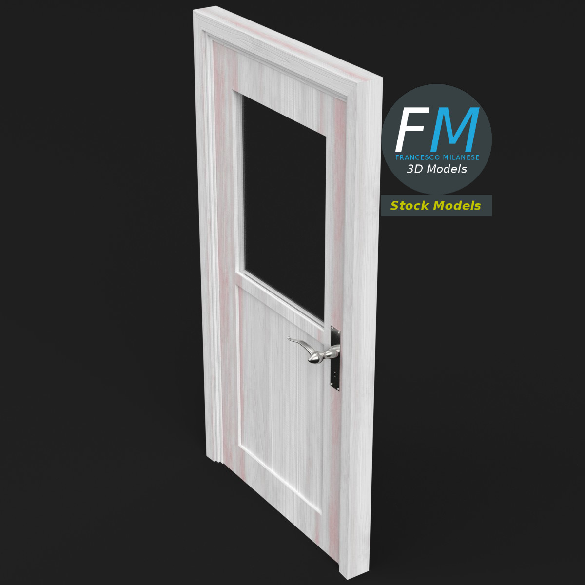 3D-Modell - Halbverglaste Tür - 02