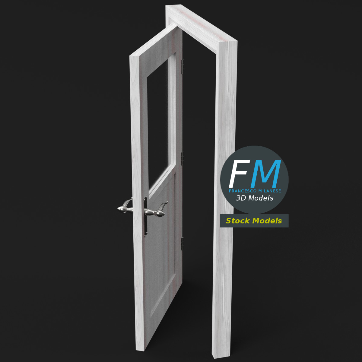3D-Modell - Halbverglaste Tür - 05