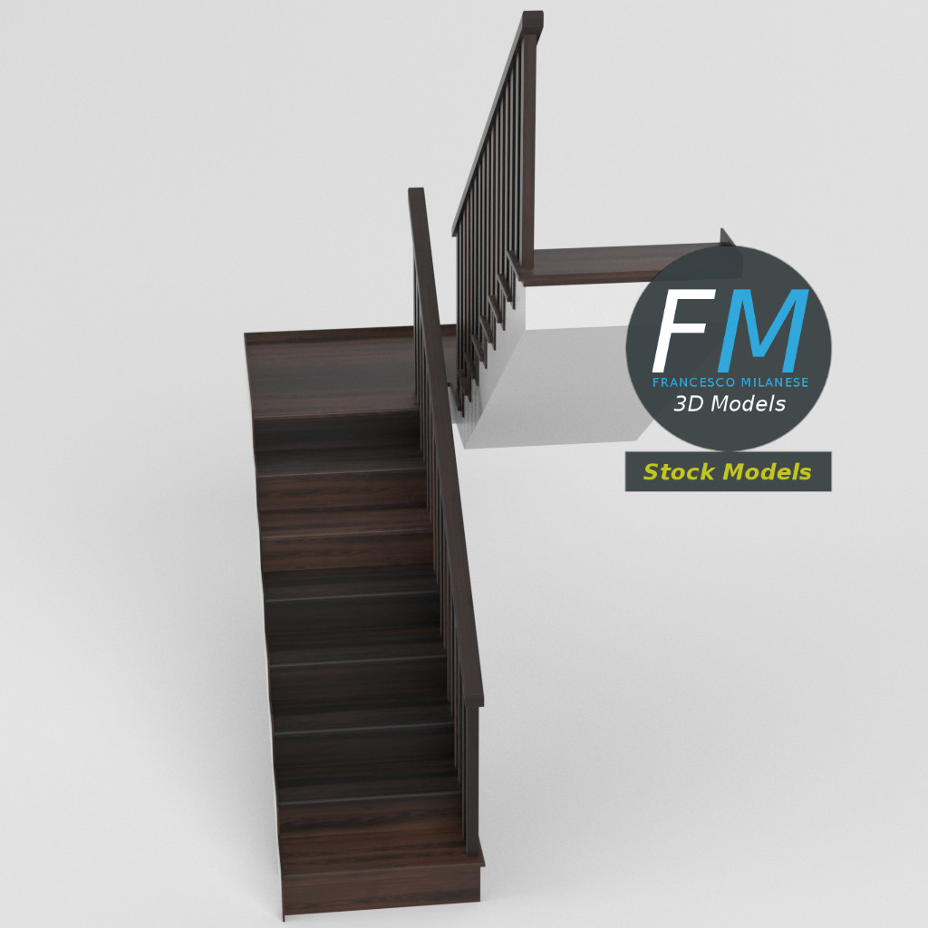 3D-Modell - Treppe mit Zwischenpodest - 02