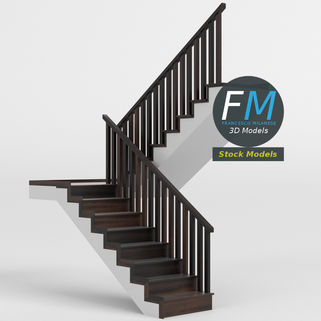 3D-Modell - Treppe mit Zwischenpodest - 03