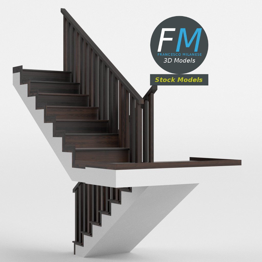 3D-Modell - Treppe mit Zwischenpodest - 04